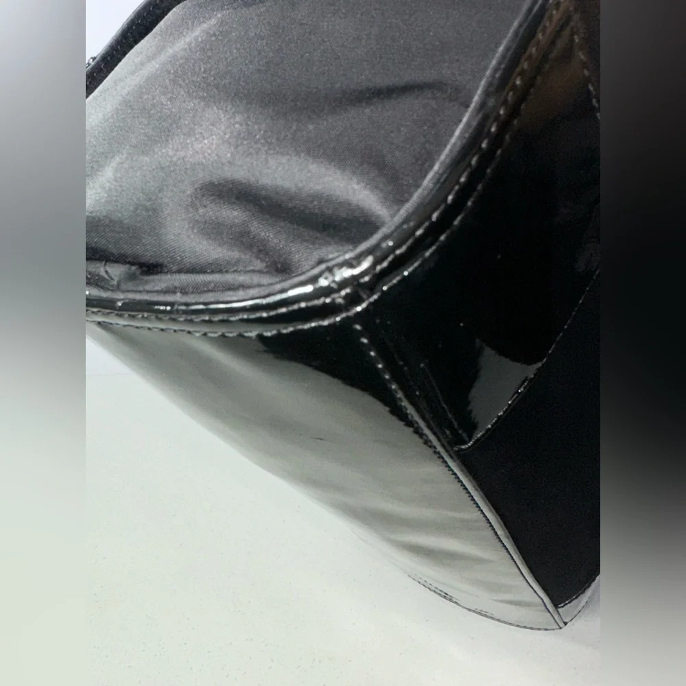 Tory Burch Tote Bag Handbag Nylon x Enamel Leather Black